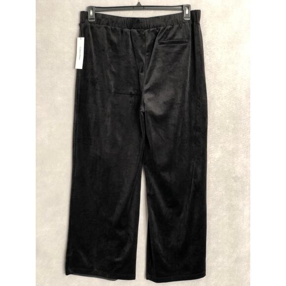 Calvin Klein Pull-On Pant Women's Large Velvet Pleated Front  Black NEW - Picture 3 of 7